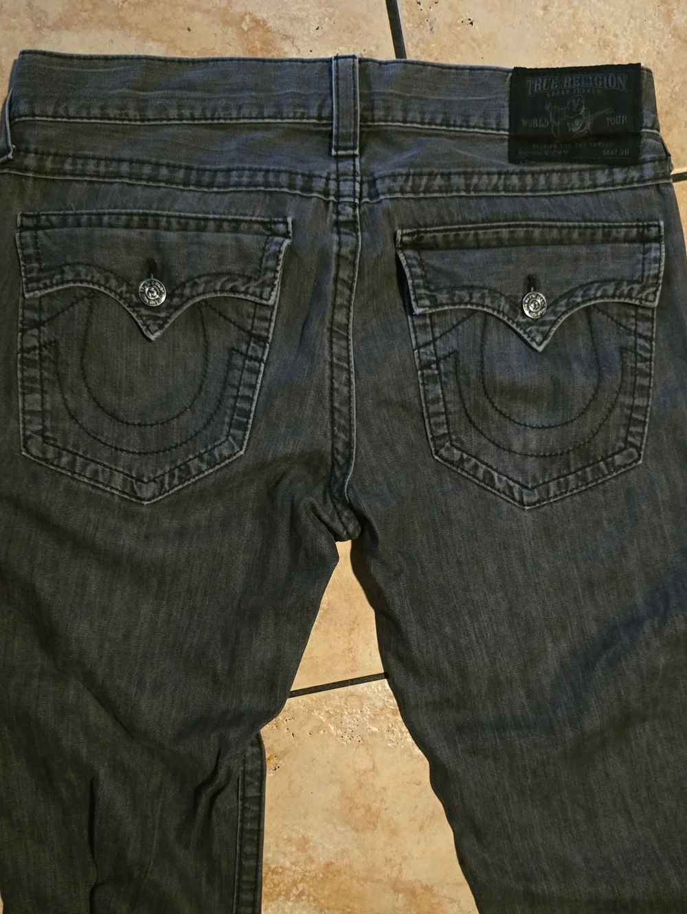 True Religion Men’s Dark Gray Slim Straight Jeans